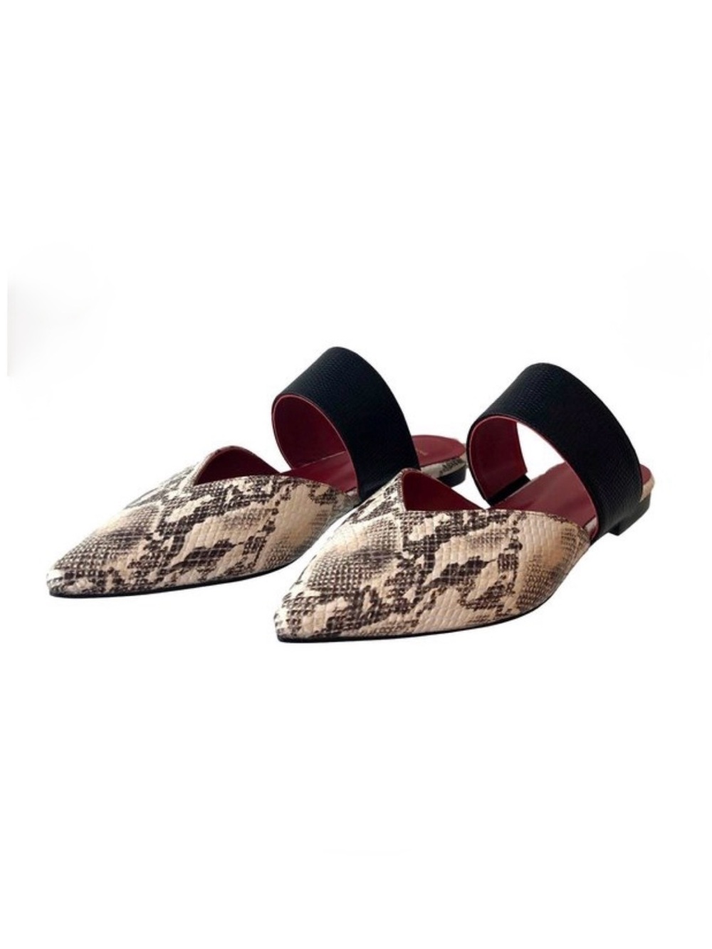 Anine Bing Daphne Pointed Toe Flats Python Snake Shoes US